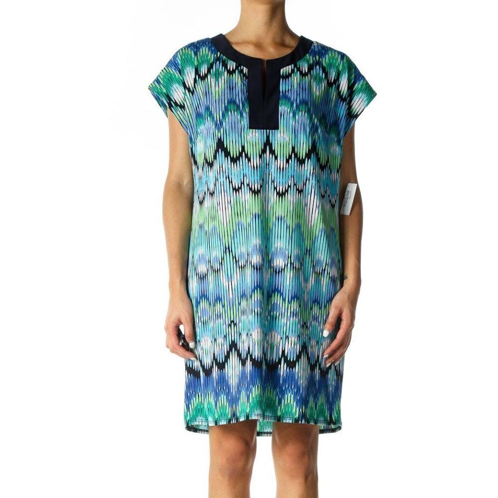 LAUNDRY by SHELLI SEGAL Blue Bohemian Shift Dress